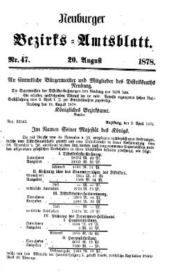 Neuburger Bezirks-Amtsblatt Dienstag 20. August 1878
