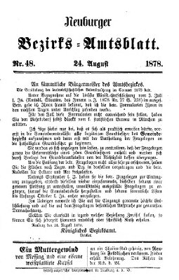 Neuburger Bezirks-Amtsblatt Samstag 24. August 1878