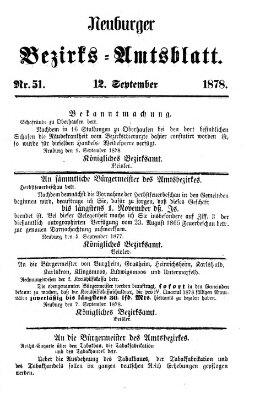 Neuburger Bezirks-Amtsblatt Donnerstag 12. September 1878