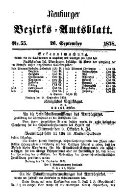 Neuburger Bezirks-Amtsblatt Donnerstag 26. September 1878