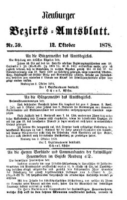 Neuburger Bezirks-Amtsblatt Samstag 12. Oktober 1878