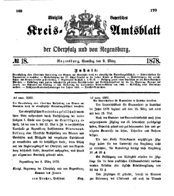 Königlich-bayerisches Kreis-Amtsblatt der Oberpfalz und von Regensburg (Königlich bayerisches Intelligenzblatt für die Oberpfalz und von Regensburg) Samstag 9. März 1878