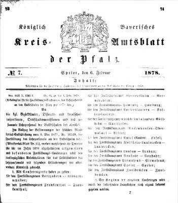 Königlich-bayerisches Kreis-Amtsblatt der Pfalz (Königlich bayerisches Amts- und Intelligenzblatt für die Pfalz) Mittwoch 6. Februar 1878