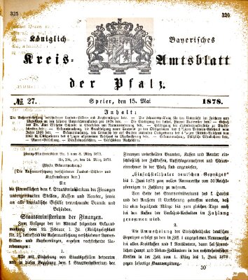 Königlich-bayerisches Kreis-Amtsblatt der Pfalz (Königlich bayerisches Amts- und Intelligenzblatt für die Pfalz) Mittwoch 15. Mai 1878