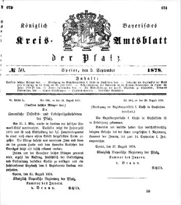 Königlich-bayerisches Kreis-Amtsblatt der Pfalz (Königlich bayerisches Amts- und Intelligenzblatt für die Pfalz) Donnerstag 5. September 1878