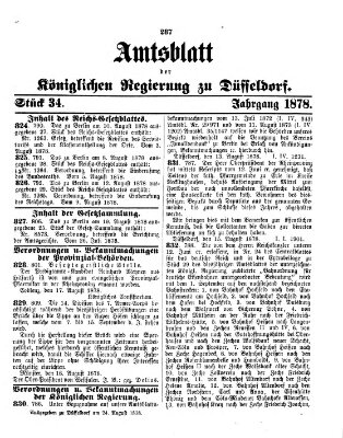 Amtsblatt für den Regierungsbezirk Düsseldorf Samstag 24. August 1878