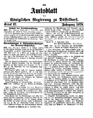 Amtsblatt für den Regierungsbezirk Düsseldorf Samstag 14. September 1878