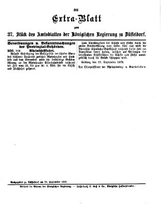 Amtsblatt für den Regierungsbezirk Düsseldorf Freitag 20. September 1878