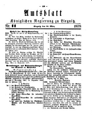 Amts-Blatt der Preußischen Regierung zu Liegnitz Samstag 16. März 1878