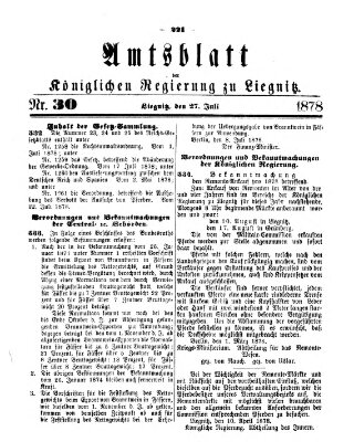 Amts-Blatt der Preußischen Regierung zu Liegnitz Samstag 27. Juli 1878