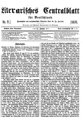 Literarisches Zentralblatt für Deutschland Samstag 12. Januar 1878