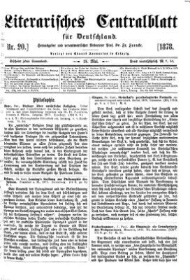 Literarisches Zentralblatt für Deutschland Samstag 18. Mai 1878