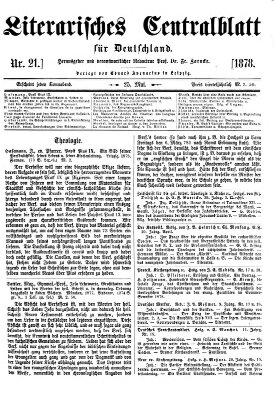 Literarisches Zentralblatt für Deutschland Samstag 25. Mai 1878