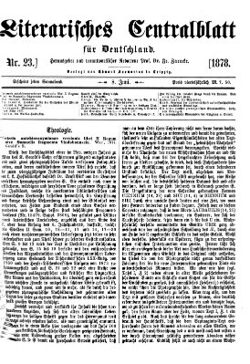 Literarisches Zentralblatt für Deutschland Samstag 8. Juni 1878