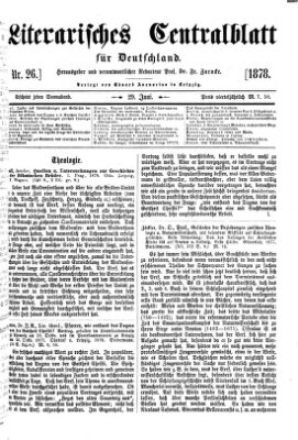 Literarisches Zentralblatt für Deutschland Samstag 29. Juni 1878
