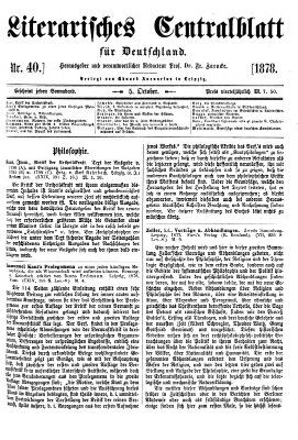 Literarisches Zentralblatt für Deutschland Samstag 5. Oktober 1878