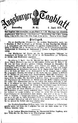 Augsburger Tagblatt Donnerstag 4. April 1878