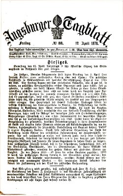 Augsburger Tagblatt Freitag 12. April 1878
