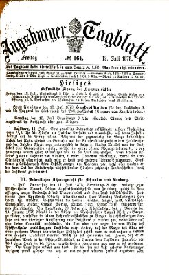 Augsburger Tagblatt Freitag 12. Juli 1878