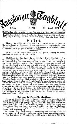 Augsburger Tagblatt Freitag 30. August 1878