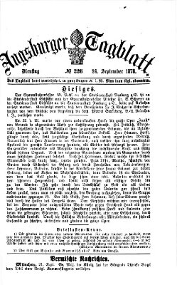 Augsburger Tagblatt Dienstag 24. September 1878