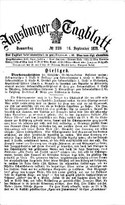 Augsburger Tagblatt Donnerstag 26. September 1878