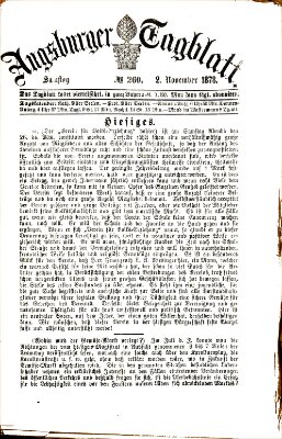 Augsburger Tagblatt Samstag 2. November 1878