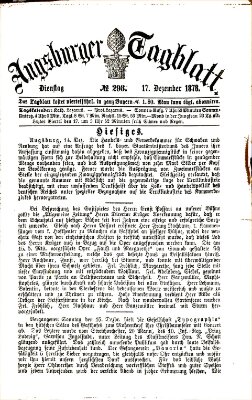 Augsburger Tagblatt Dienstag 17. Dezember 1878