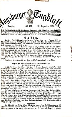 Augsburger Tagblatt Samstag 28. Dezember 1878
