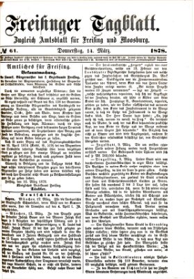 Freisinger Tagblatt (Freisinger Wochenblatt) Donnerstag 14. März 1878