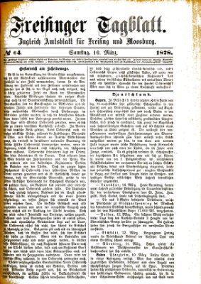 Freisinger Tagblatt (Freisinger Wochenblatt) Samstag 16. März 1878