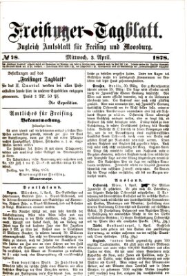 Freisinger Tagblatt (Freisinger Wochenblatt) Mittwoch 3. April 1878