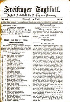 Freisinger Tagblatt (Freisinger Wochenblatt) Mittwoch 10. April 1878
