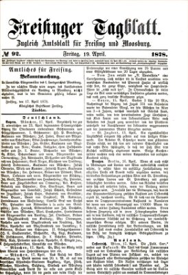 Freisinger Tagblatt (Freisinger Wochenblatt) Freitag 19. April 1878