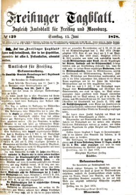 Freisinger Tagblatt (Freisinger Wochenblatt) Samstag 15. Juni 1878