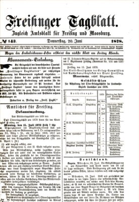 Freisinger Tagblatt (Freisinger Wochenblatt) Donnerstag 20. Juni 1878