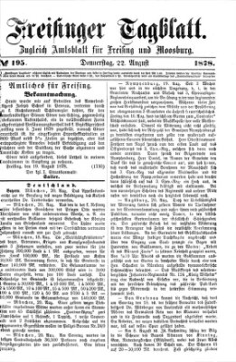 Freisinger Tagblatt (Freisinger Wochenblatt) Donnerstag 22. August 1878