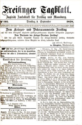 Freisinger Tagblatt (Freisinger Wochenblatt) Dienstag 3. September 1878