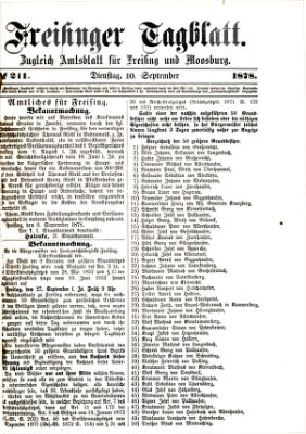 Freisinger Tagblatt (Freisinger Wochenblatt) Dienstag 10. September 1878