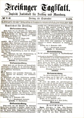 Freisinger Tagblatt (Freisinger Wochenblatt) Freitag 13. September 1878
