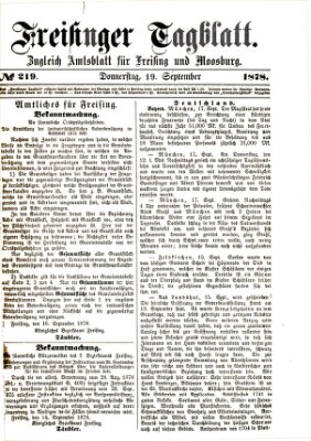 Freisinger Tagblatt (Freisinger Wochenblatt) Donnerstag 19. September 1878