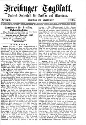 Freisinger Tagblatt (Freisinger Wochenblatt) Samstag 28. September 1878