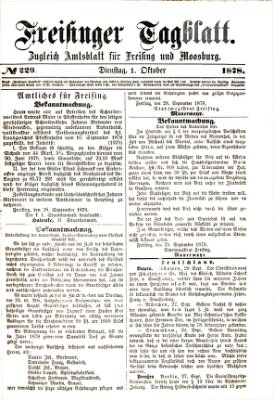 Freisinger Tagblatt (Freisinger Wochenblatt) Dienstag 1. Oktober 1878