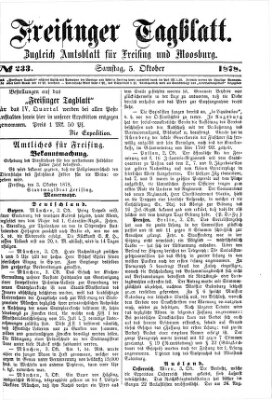 Freisinger Tagblatt (Freisinger Wochenblatt) Samstag 5. Oktober 1878