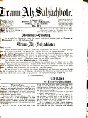Traun-Alz-Salzachbote Samstag 28. Dezember 1878