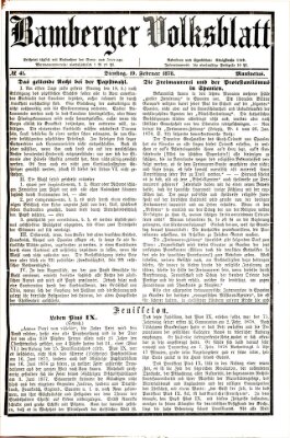Bamberger Volksblatt Dienstag 19. Februar 1878