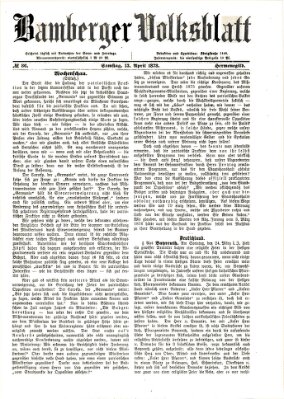 Bamberger Volksblatt Samstag 13. April 1878