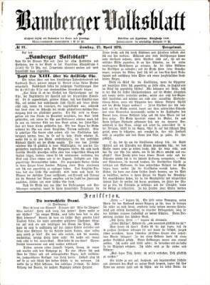 Bamberger Volksblatt Samstag 27. April 1878