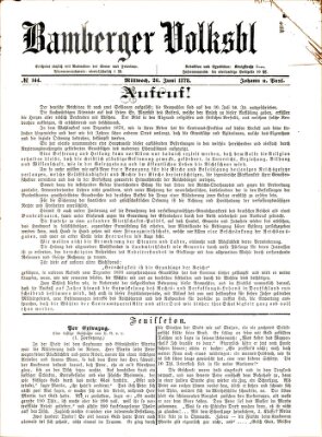 Bamberger Volksblatt Mittwoch 26. Juni 1878