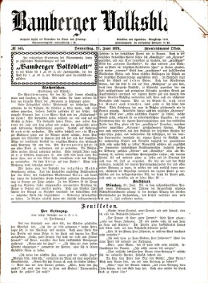 Bamberger Volksblatt Donnerstag 27. Juni 1878